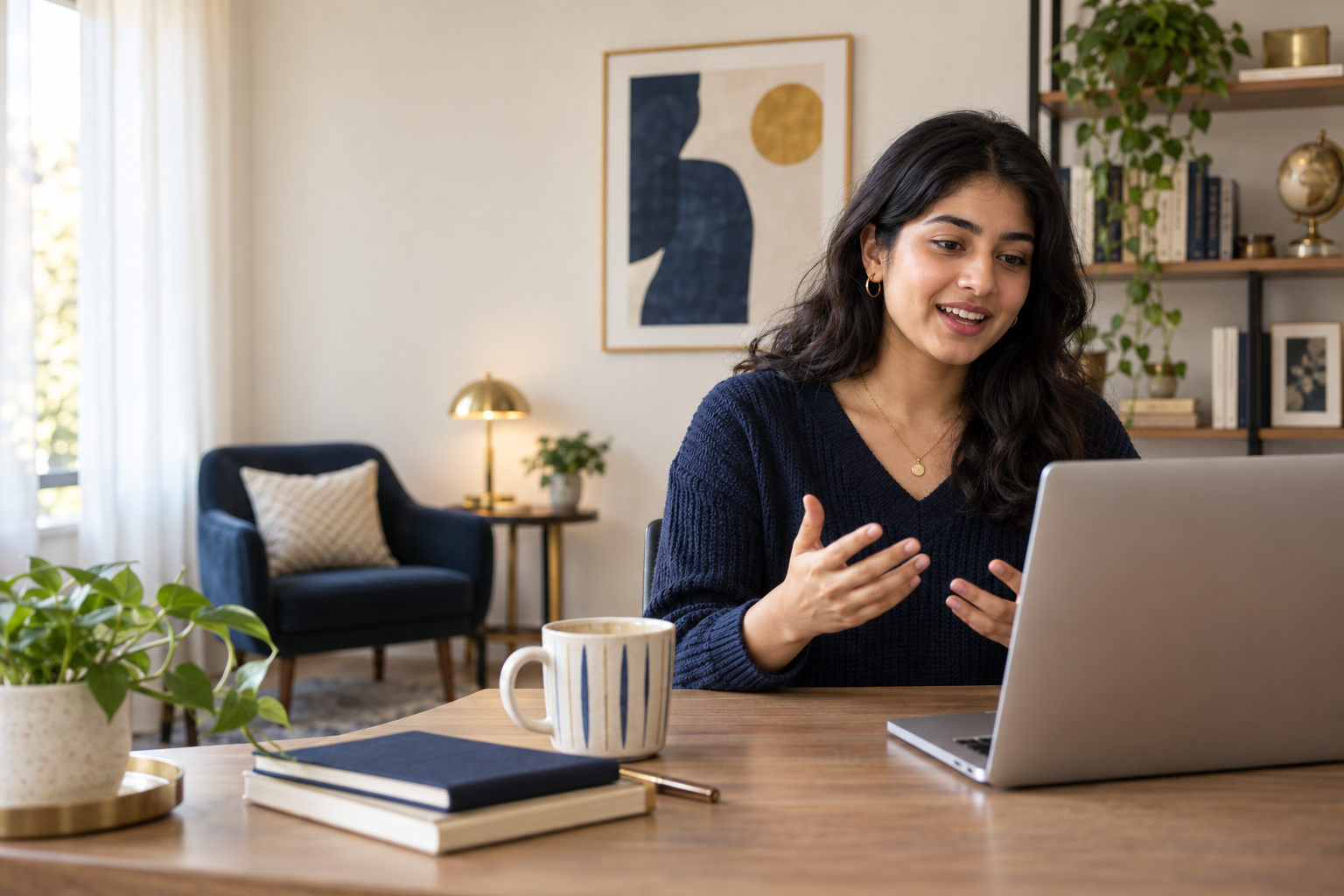 Learner participating in a live online English class